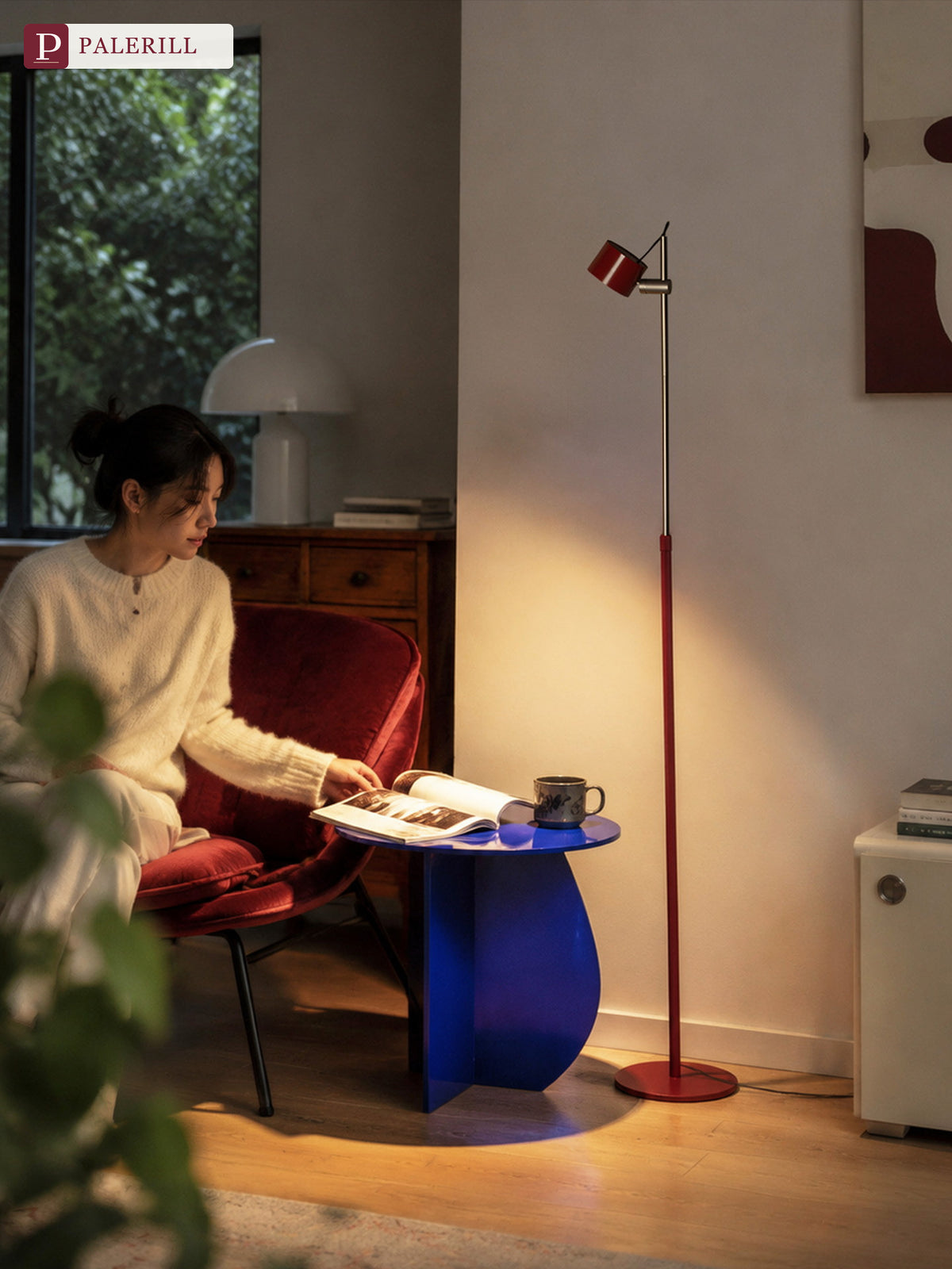 PALERILL | Red-Hood Adjustable Reading Floor Lamp