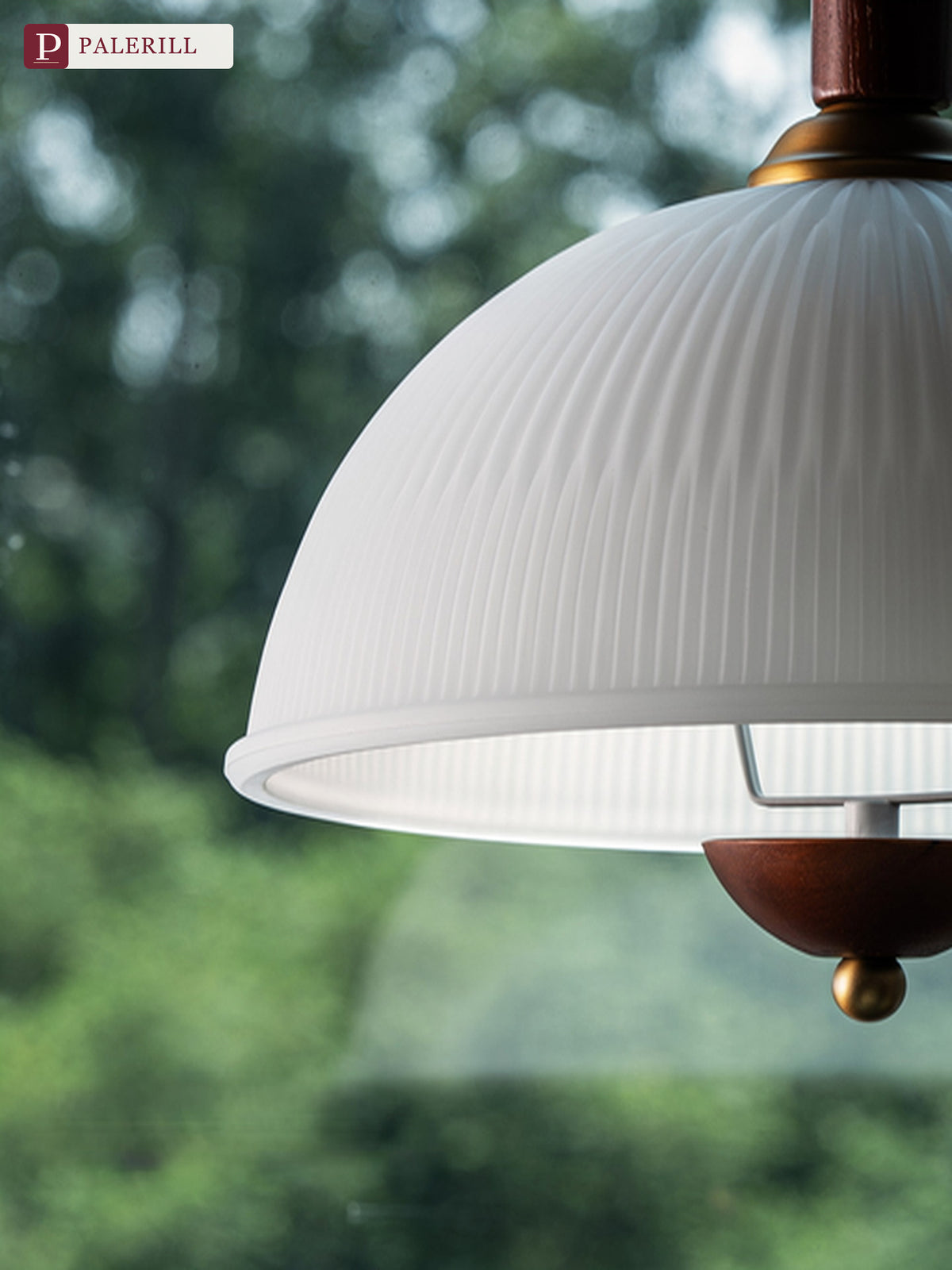 PALERILL | French Vintage Flying Saucer Wood Pendant Light