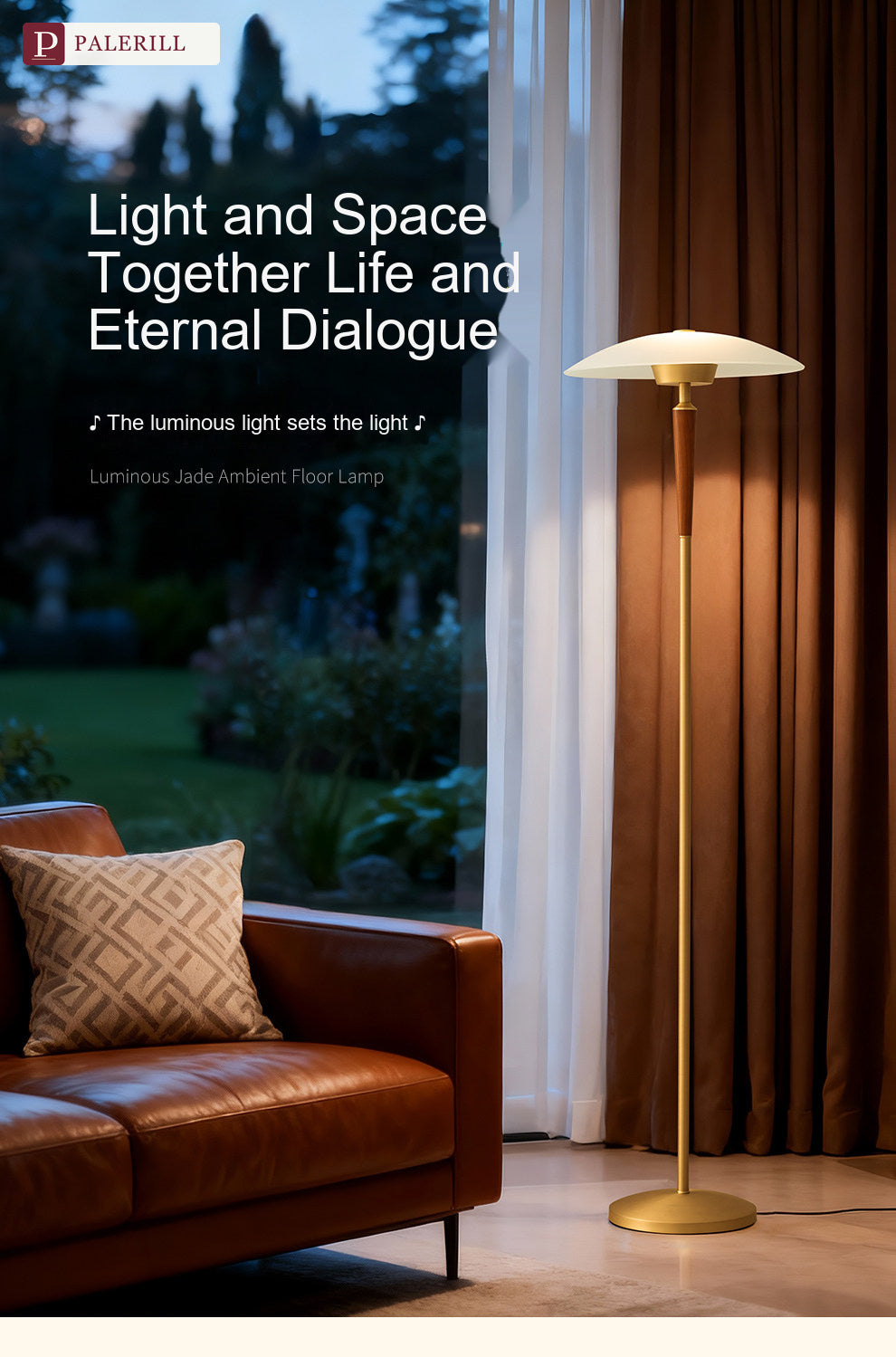 PALERILL | Mid-Century Ambient Floor Lamp, Full Spectrum