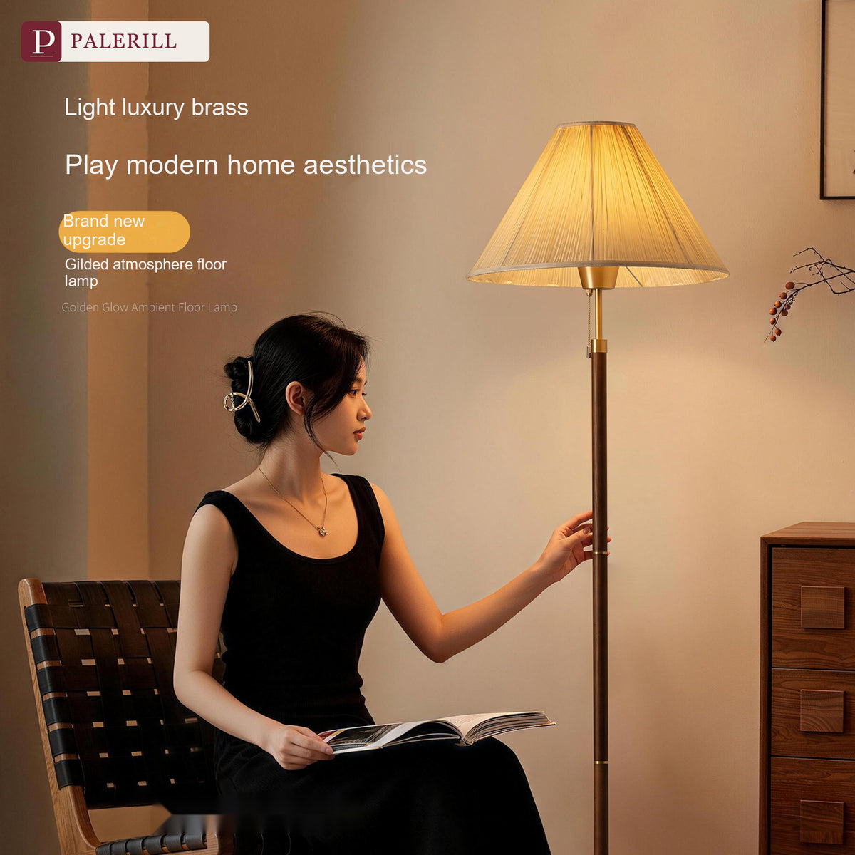 PALERILL | Mid-Century Full Brass Floor Lamp