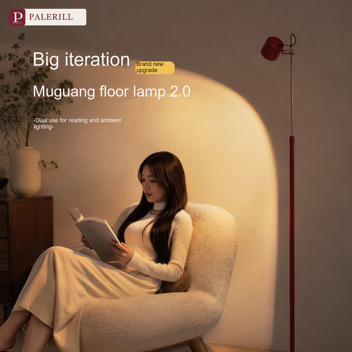 PALERILL | Red-Hood Adjustable Reading Floor Lamp