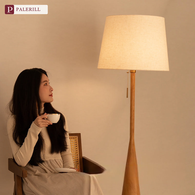 PALERILL | Cream Tone Wooden Floor Lamp, Luxury Minimalist