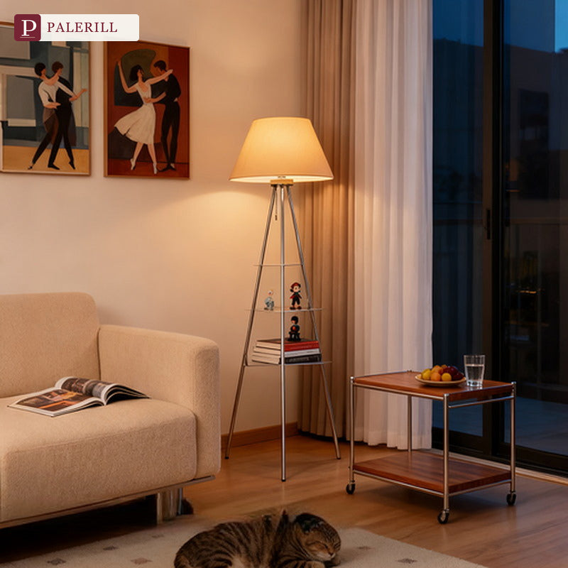 PALERILL | Bauhaus Floor Lamp with Integrated Bookshelf