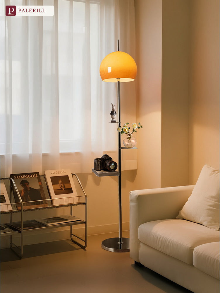 PALERILL | Mid-Century Floor Lamp with Storage Shelf