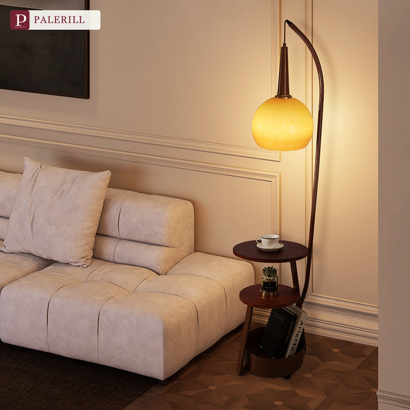 PALERILL | Mid-Century Floor Lamp with Integrated Side Table