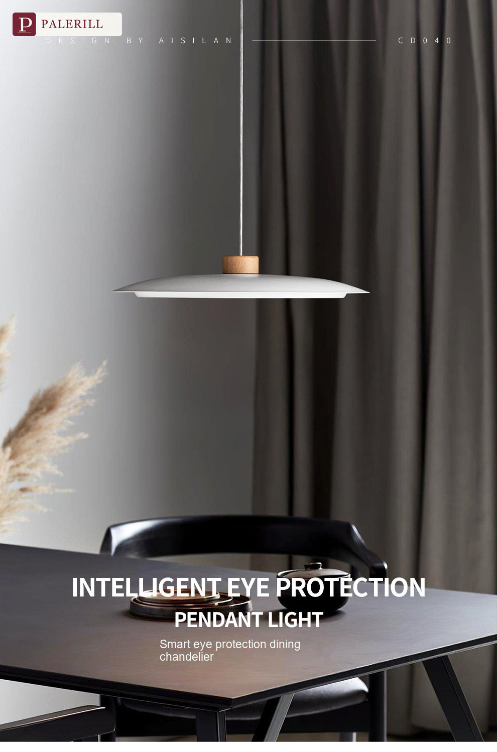 PALERILL | Full-Spectrum Wood-Tone Dining Pendant Light