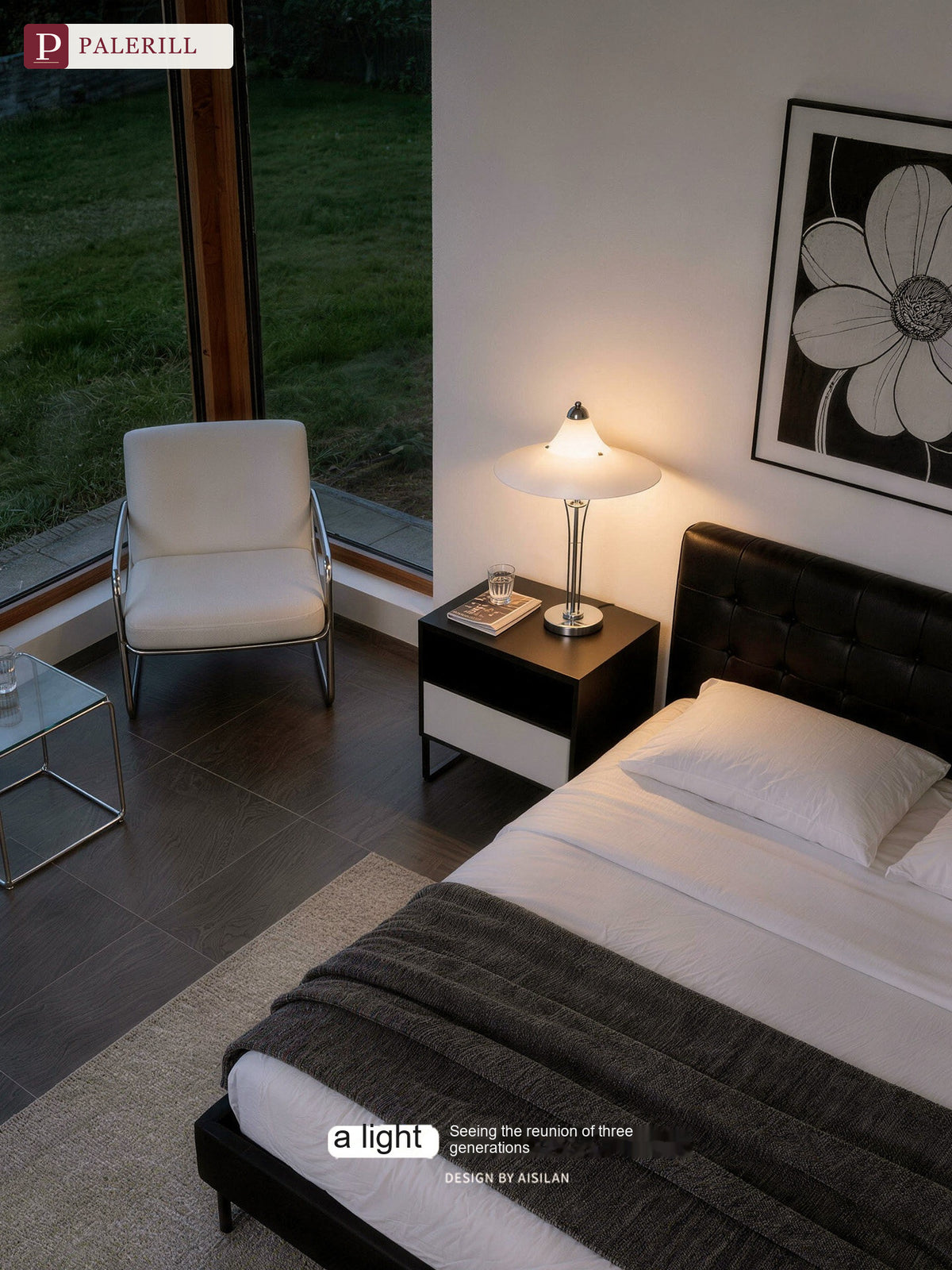 PALERILL | French Vintage Magnolia Art Table Lamp