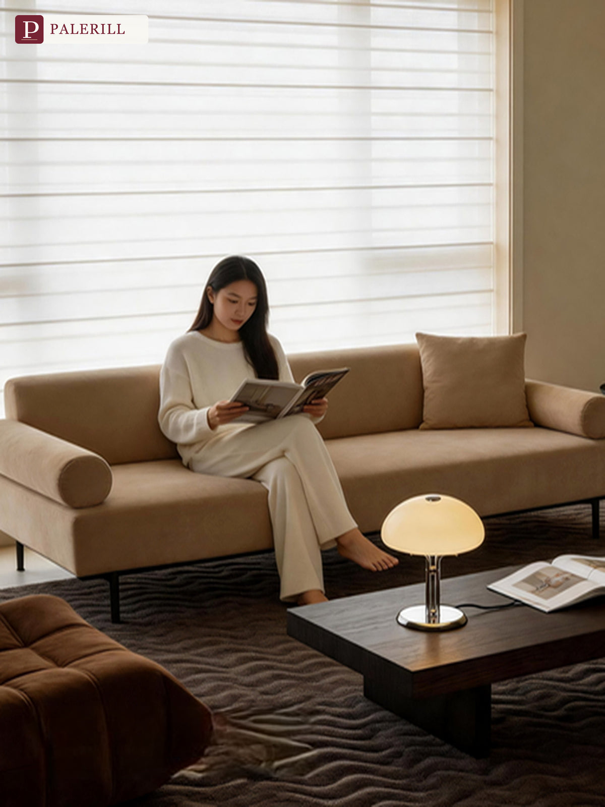PALERILL | Bauhaus Mushroom Table Lamp, Pumpkin Style