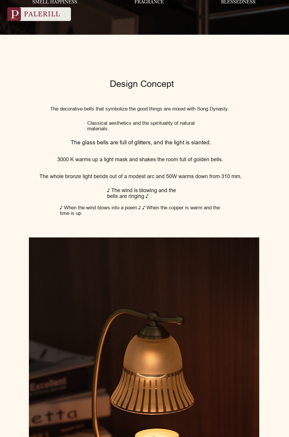 PALERILL | Brass & Wood Fragrance Wax Melter Lamp