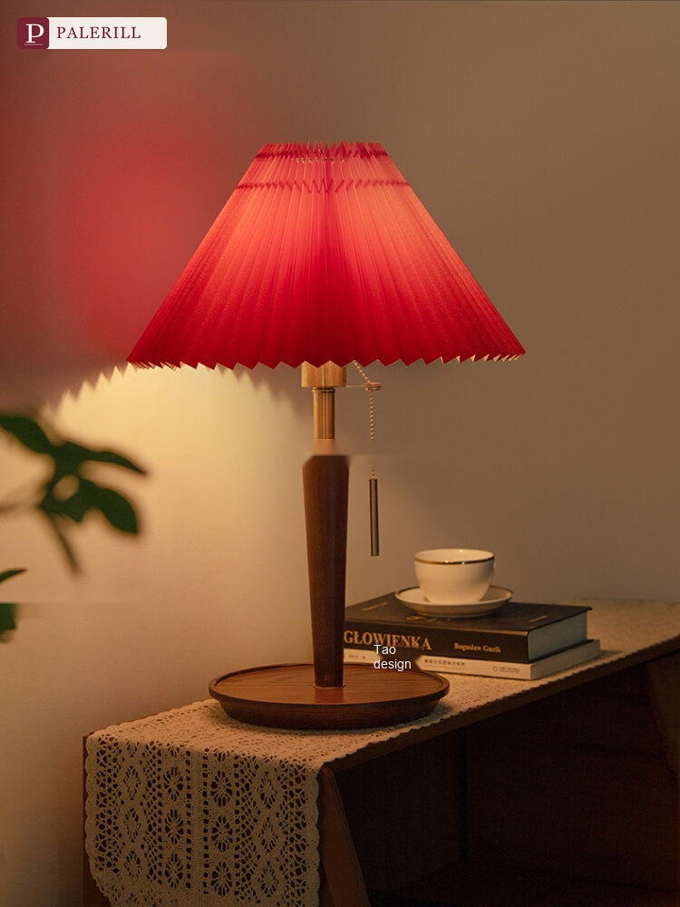PALERILL | Chinese Pleated Table Lamp in Festive Red