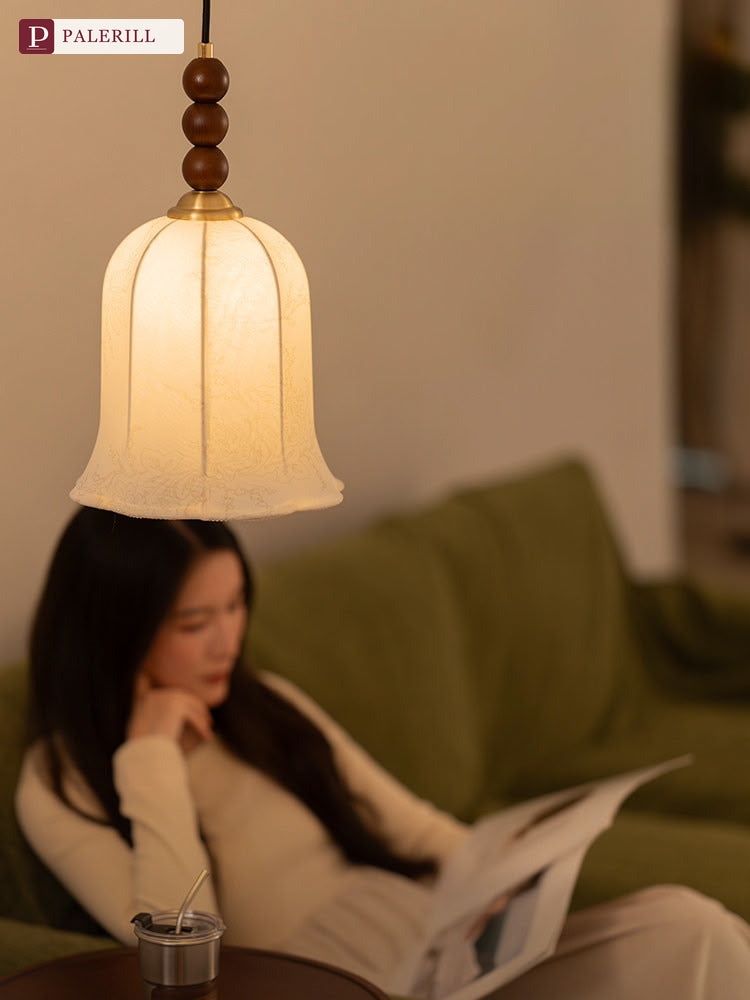 PALERILL | Wabi-Sabi Solid Wood Fabric Dining Pendant Light