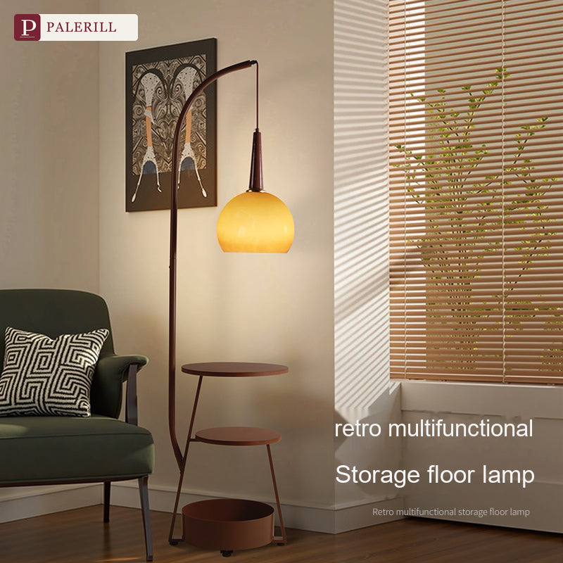 PALERILL | Mid-Century Floor Lamp with Integrated Side Table