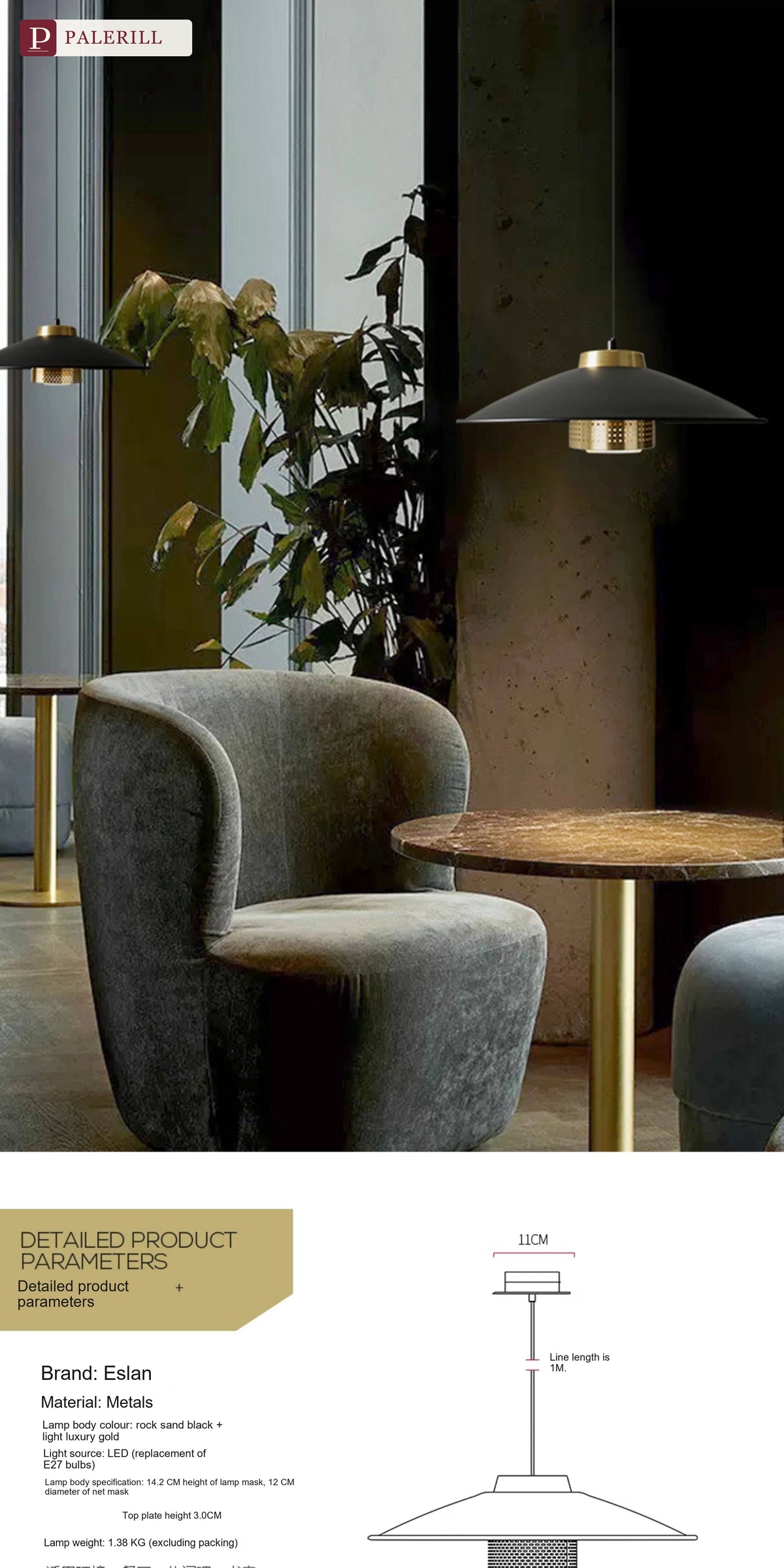PALERILL | Minimalist LED Pendant Light for Dining & Commercial