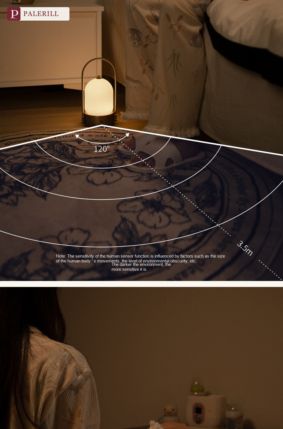 PALERILL | Glazed Glass Portable Table Lamp with Motion Sensor & Touch Dimming