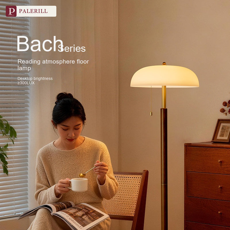 PALERILL | Mid-Century Solid Wood Reading Floor Lamp