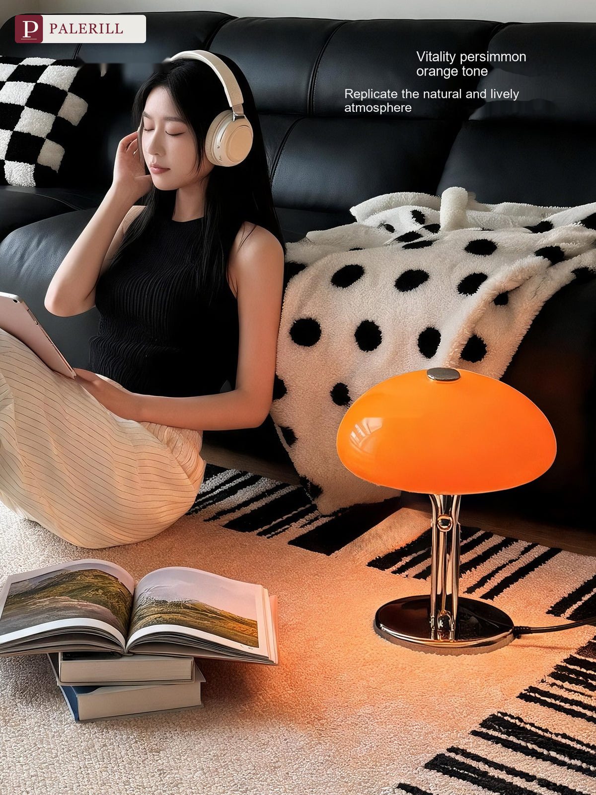 PALERILL | Bauhaus Mushroom Table Lamp, Pumpkin Style