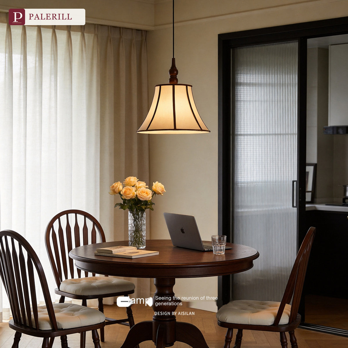 PALERILL | Mid-Century Fabric Dining Pendant Light