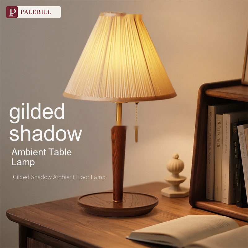 PALERILL | French Vintage Pleated Table Lamp in Walnut