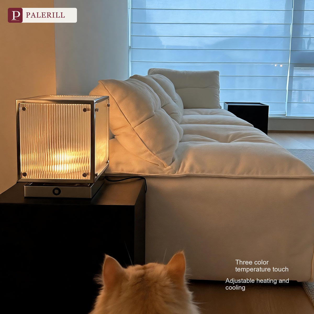 PALERILL | Glass Cube Table Lamp with 3-Color Ambient Light