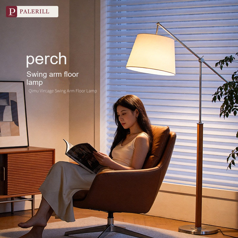 PALERILL | Mid-Century Solid Wood Swing-Arm Reading Lamp