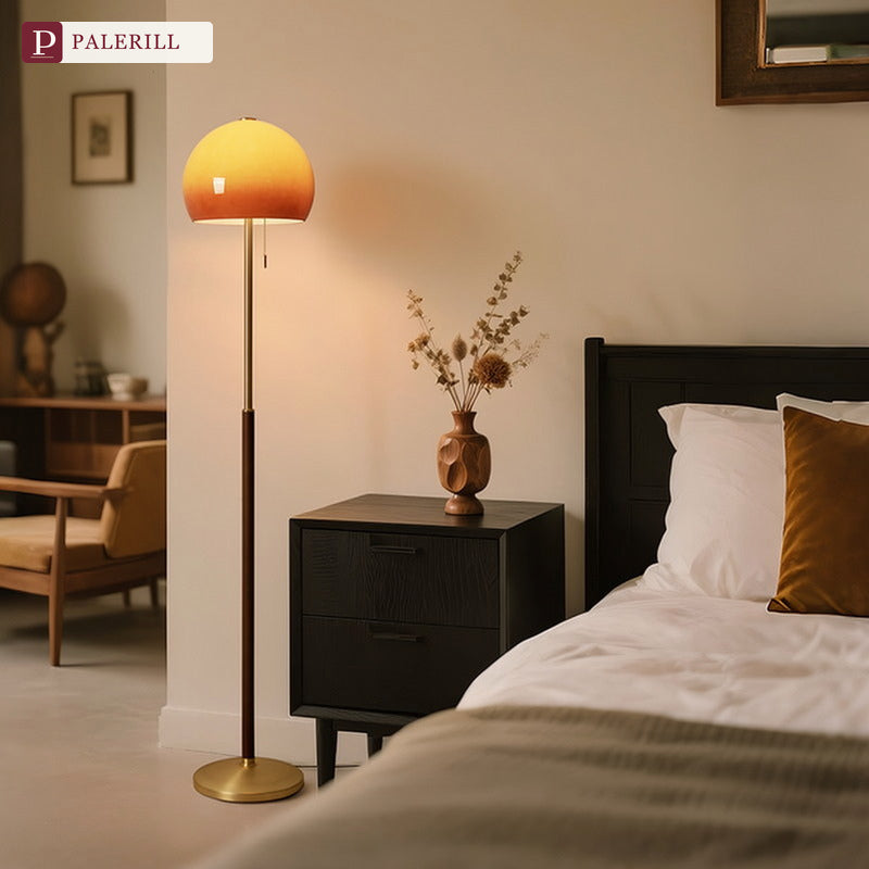 PALERILL | Vintage Sunset Mushroom Floor Lamp in Cream Glass
