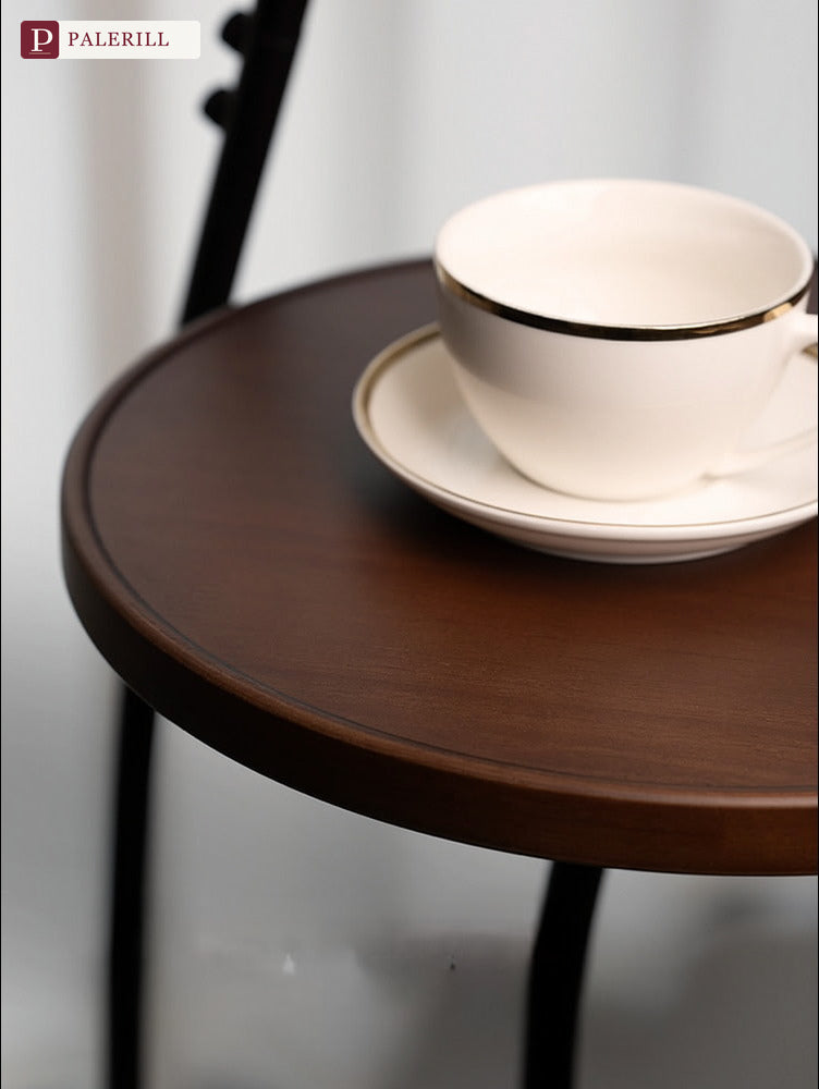 PALERILL | Cream Wood-Tone Floor Lamp with Built-In Side Table