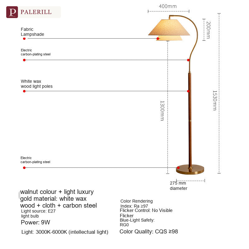 PALERILL | Mid-Century Solid Wood Floor Lamp
