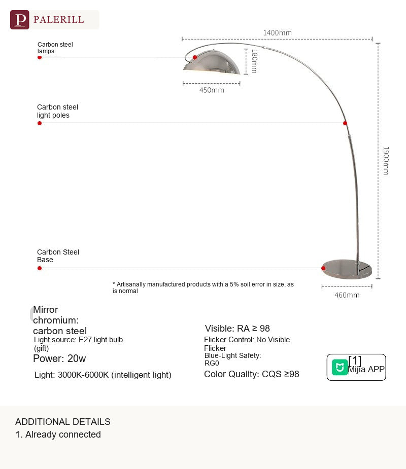 PALERILL | Luxury Arc Reading Floor Lamp