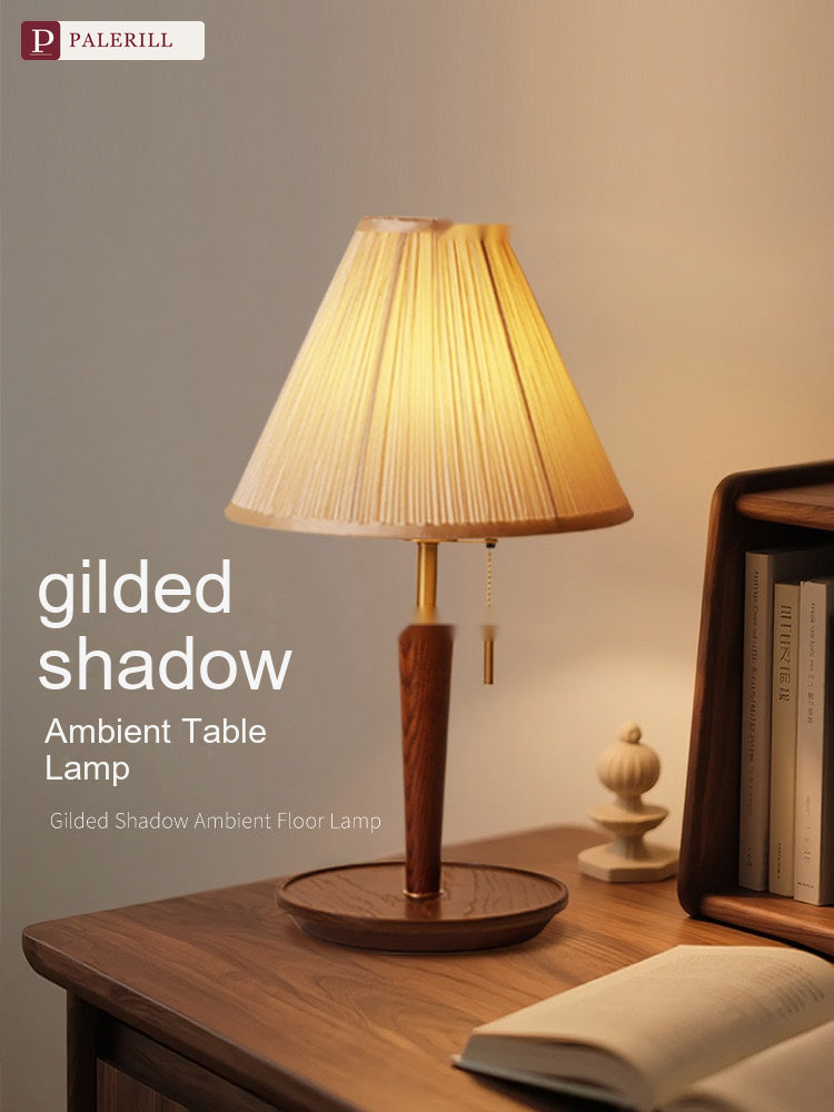 PALERILL | French Vintage Pleated Table Lamp in Walnut