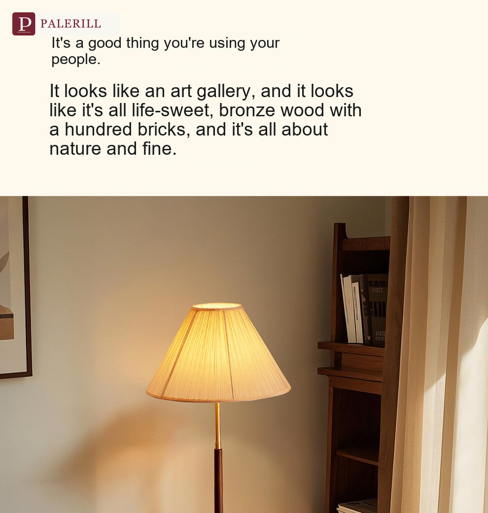 PALERILL | French Vintage Pleated Table Lamp in Walnut