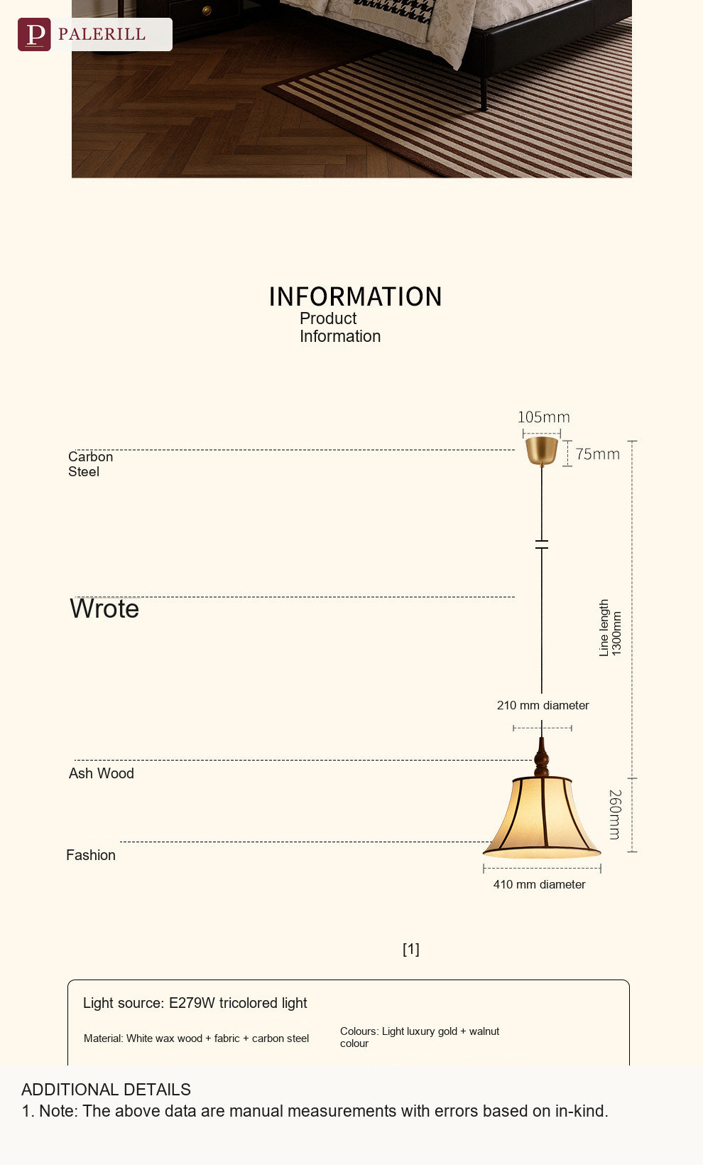 PALERILL | Mid-Century Fabric Dining Pendant Light