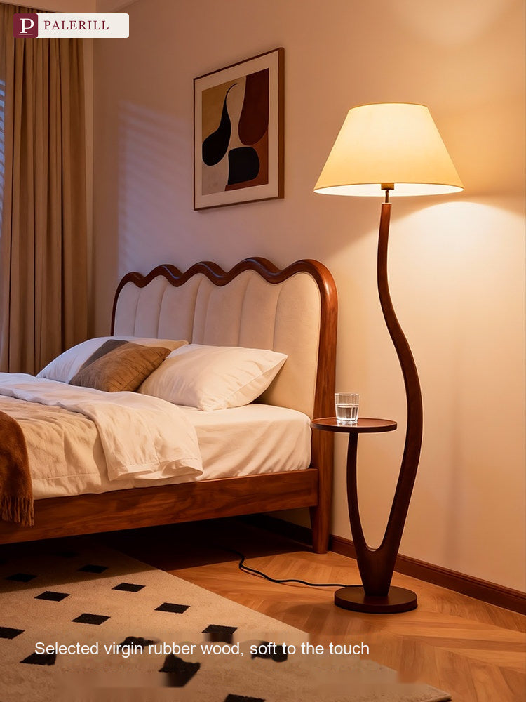 PALERILL | lampadaire intelligent en bois massif avec étagère mid-century