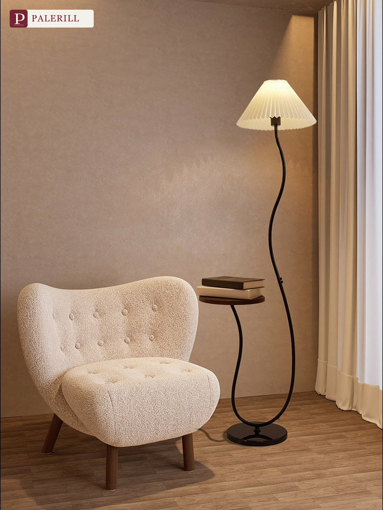 PALERILL | Mid-Century Floor Lamp with Integrated Side Table