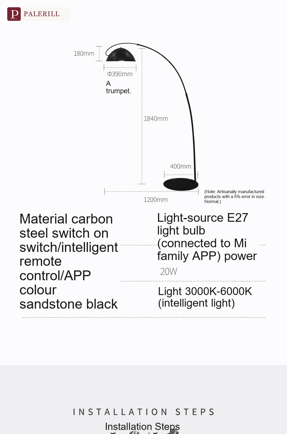 PALERILL | Italian Minimalist Arc Floor Lamp Pro