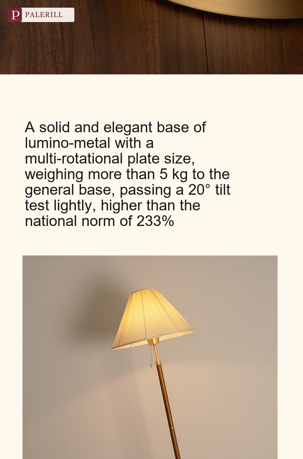 PALERILL | Mid-Century Full Brass Floor Lamp