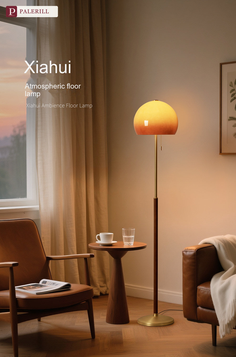 PALERILL | Vintage Sunset Mushroom Floor Lamp in Cream Glass