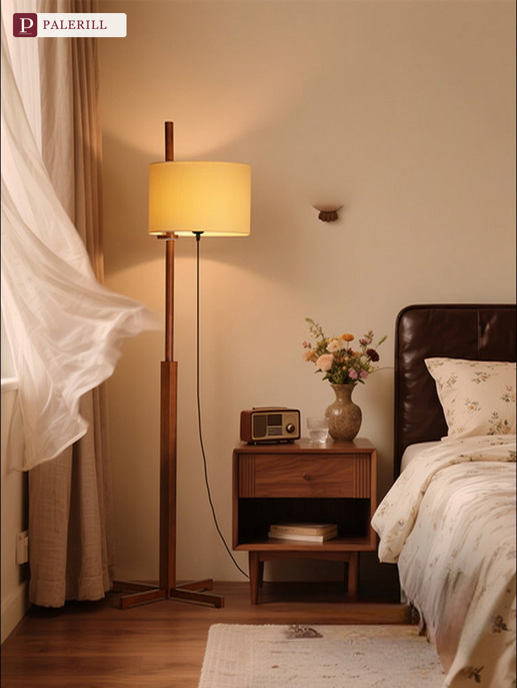 PALERILL | Mid-Century Solid Wood Floor Lamp, Oriental Minimalist