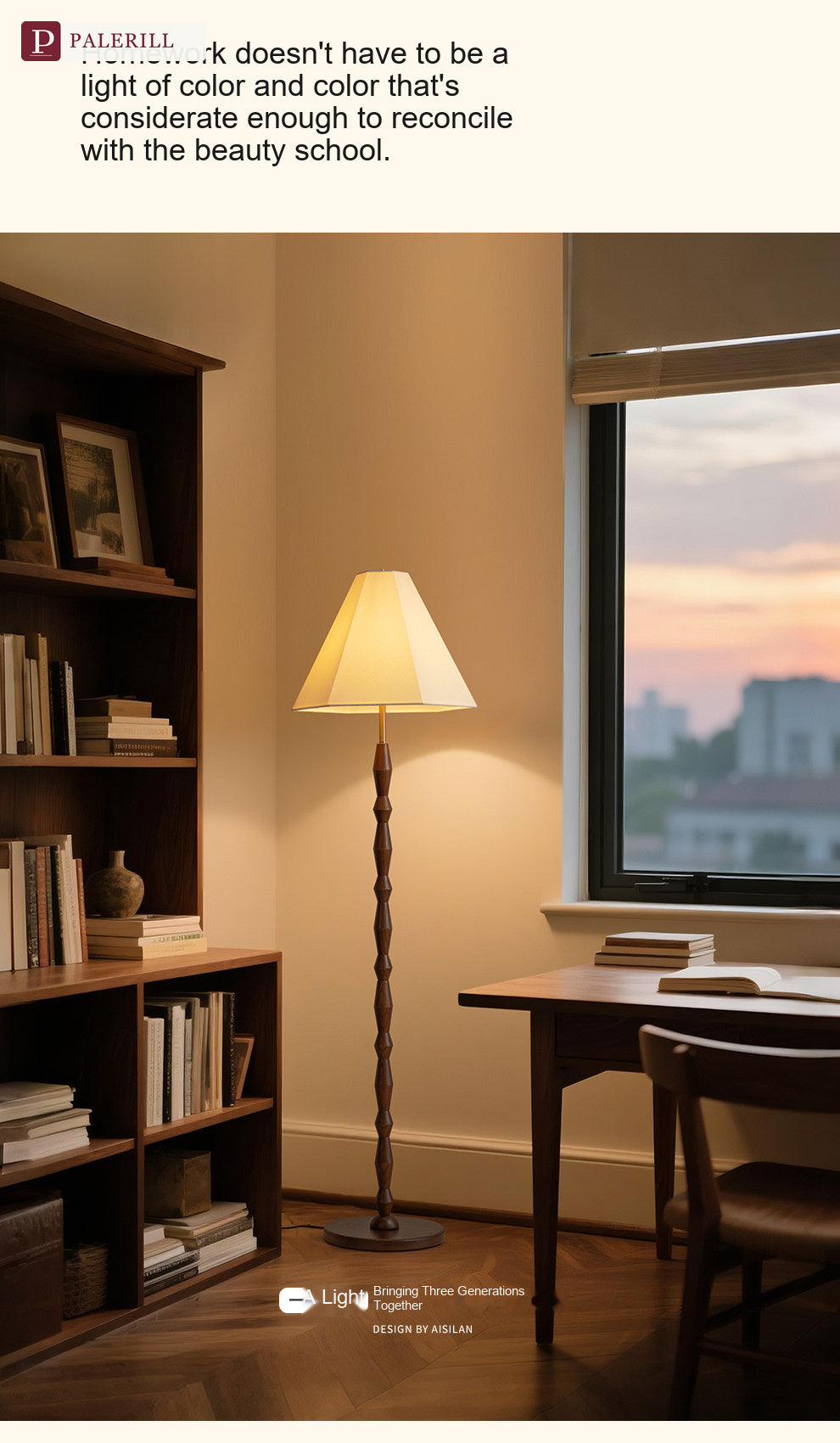 PALERILL | Bauhaus Solid Wood Dimmable Floor Lamp