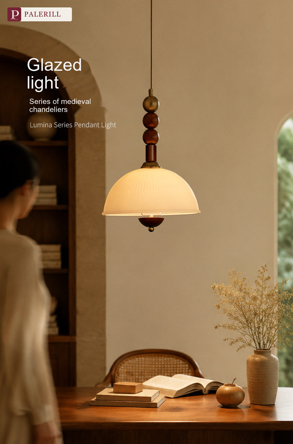 PALERILL | French Vintage Flying Saucer Wood Pendant Light