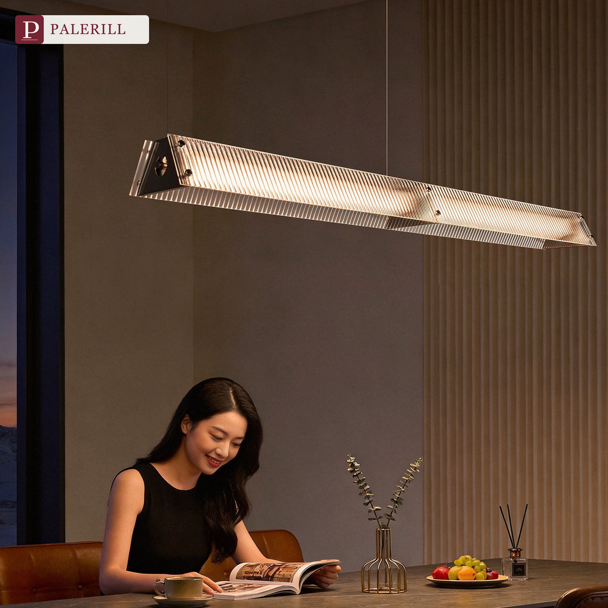 PALERILL | suspension linéaire industriel en verre bauhaus