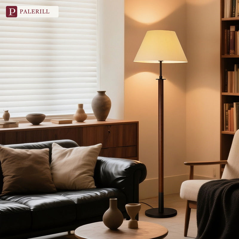 PALERILL | Mid-Century Solid Wood Dimmable Floor Lamp