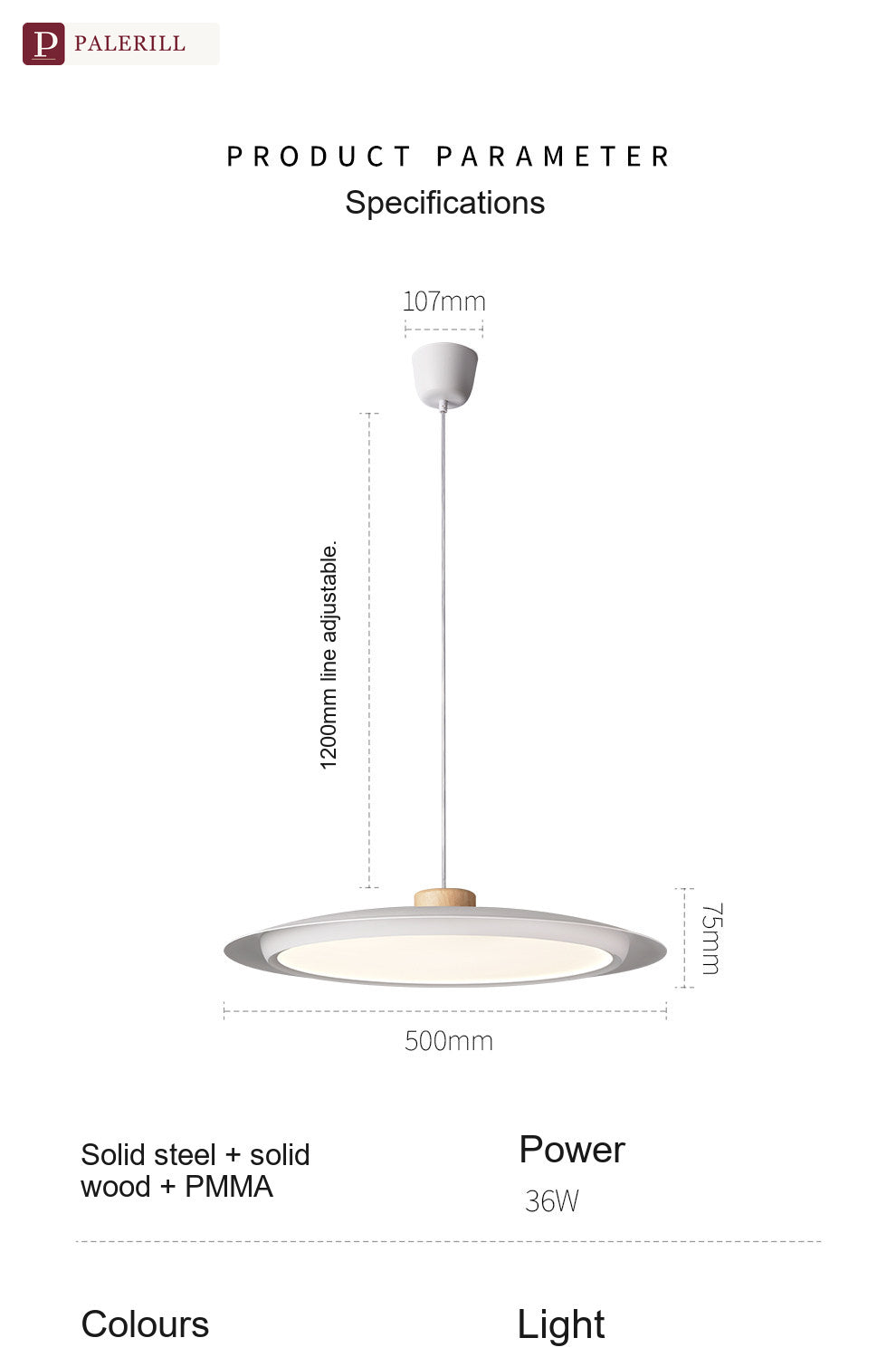 PALERILL | Full-Spectrum Wood-Tone Dining Pendant Light