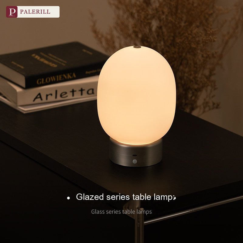 PALERILL | Rechargeable Glazed Glass Table Lamp with Touch & Motion Sensor