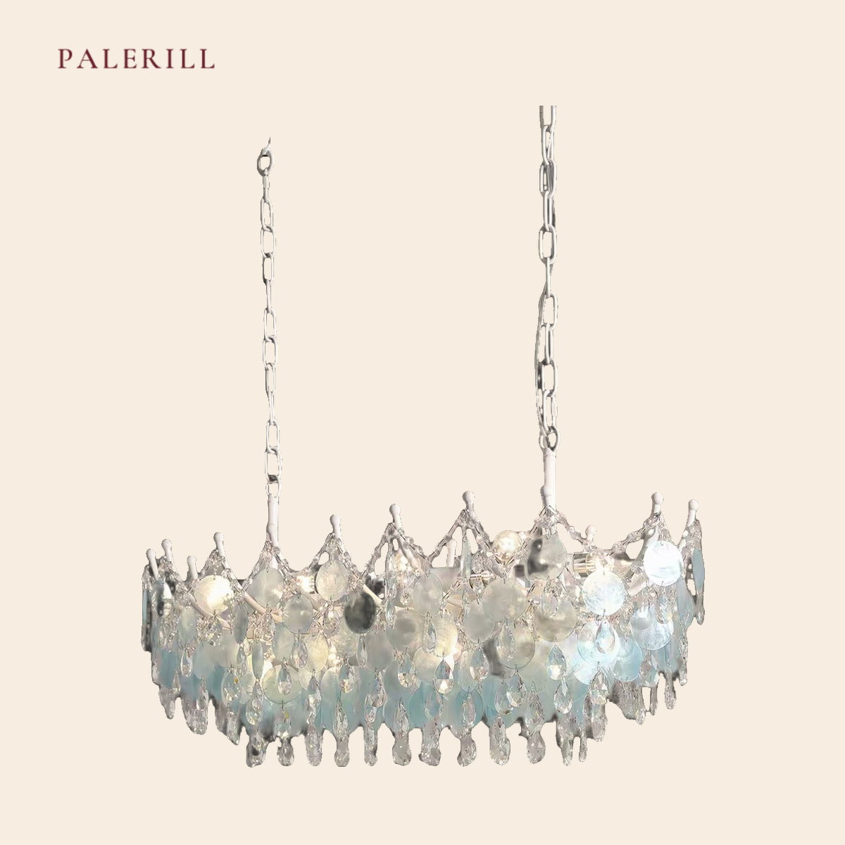 Vintage Blue Shell & Crystal Chandelier — PALERILL AM0262