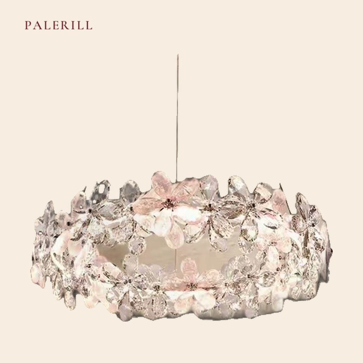 PALERILL AM0264 — French Pink Crystal Petal Chandelier (view 2)