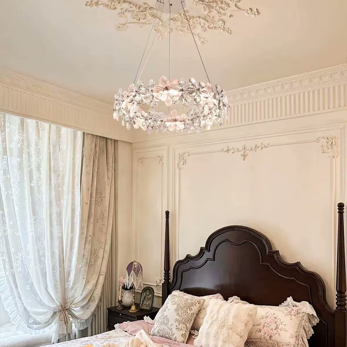 PALERILL AM0264 — French Pink Crystal Petal Chandelier (view 2)
