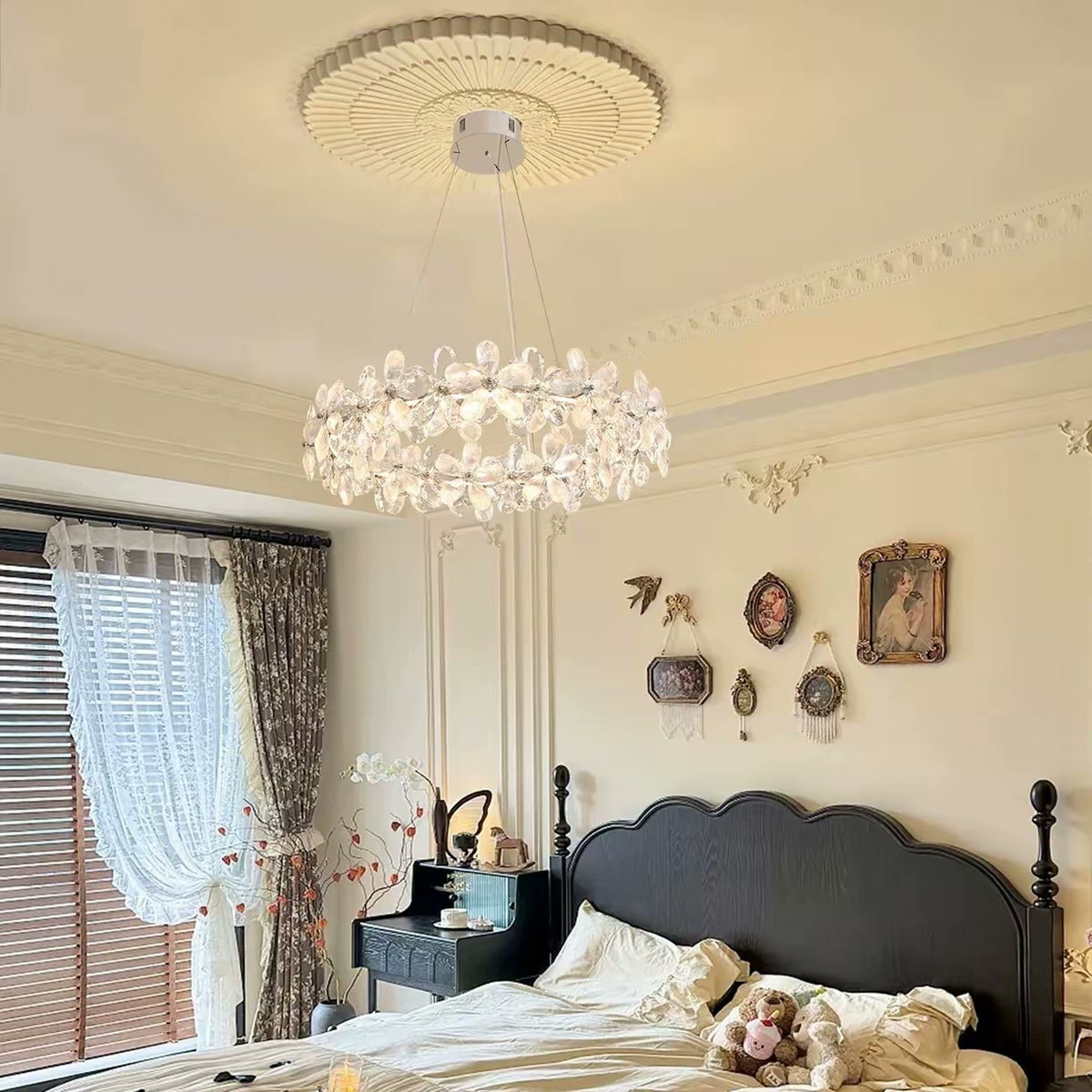 PALERILL AM0264 — French Pink Crystal Petal Chandelier (view 3)