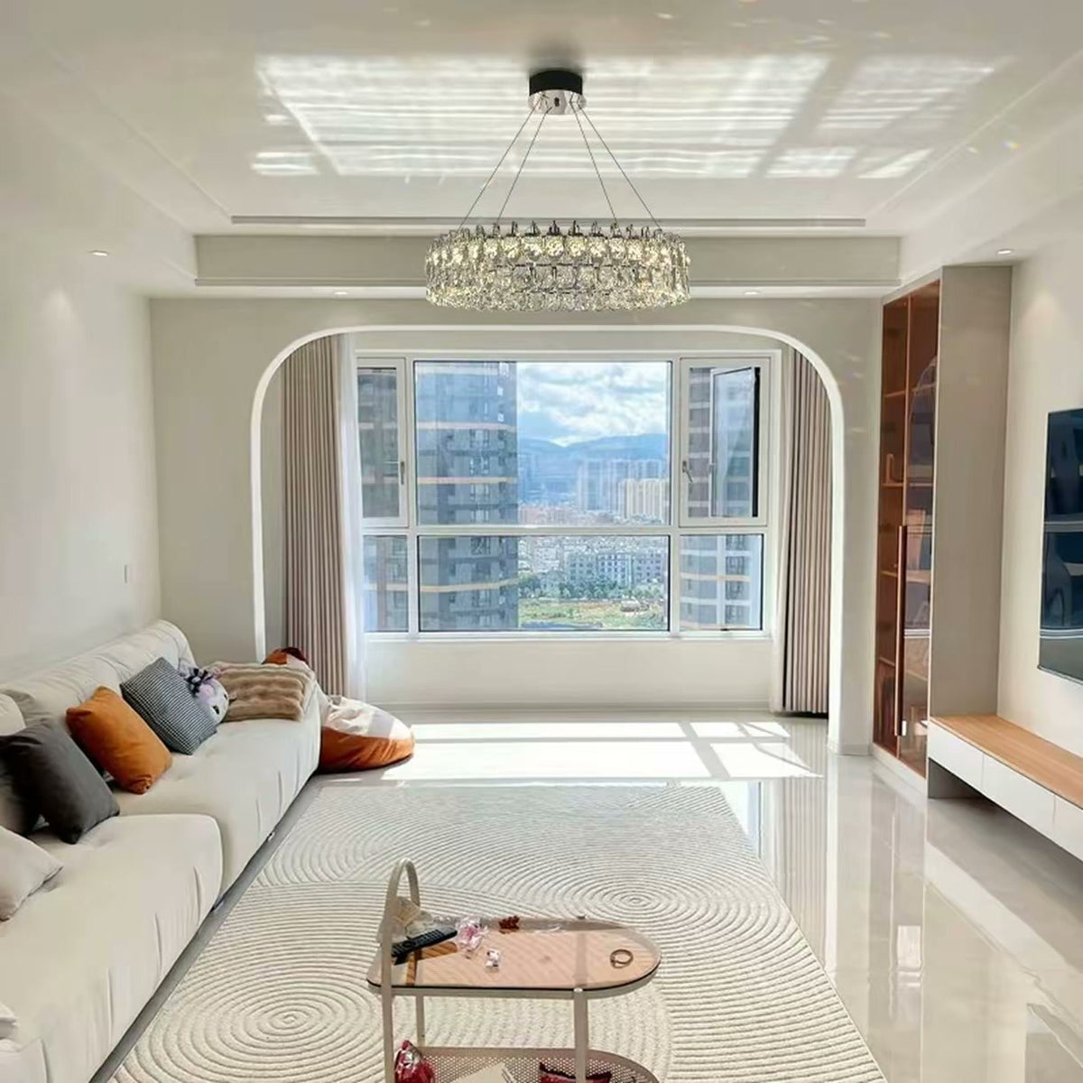 PALERILL AM0268 — Modern Luxury Crystal Ring Chandelier (view 2)