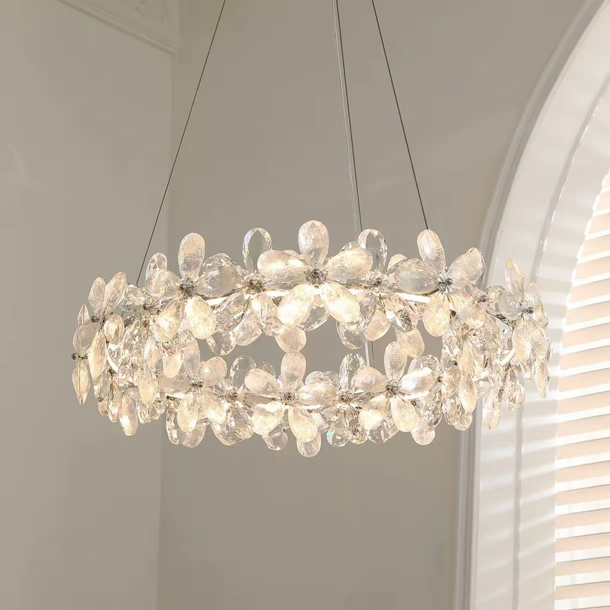 PALERILL AM0269 — French Cream Crystal Petal Chandelier (view 2)