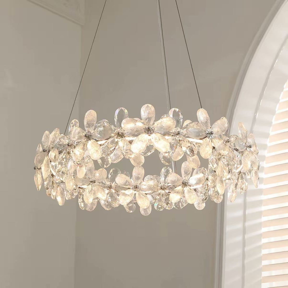 PALERILL AM0269 — French Cream Crystal Petal Chandelier (view 3)